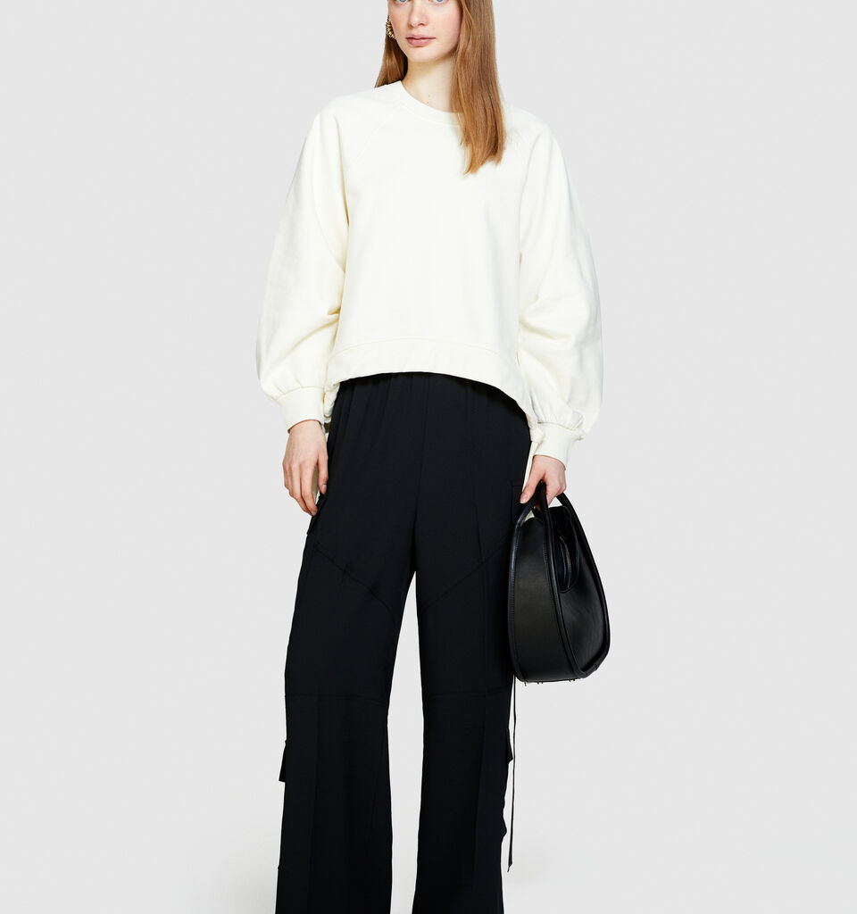 Oversized sweatshirt with drawstring - women's sweatshirts - Creamy White | Sisley image number 1